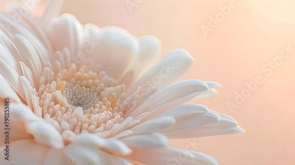 Fototapeta Exquisite Gerbera Blossom: Captivating Macro Image of Delicate Creamy Petals in Soft Focus.