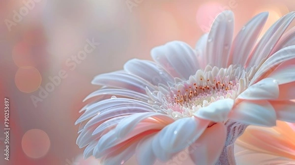 Fototapeta Exquisite Gerbera Blossom: Captivating Macro Image of Delicate Creamy Petals in Soft Focus.