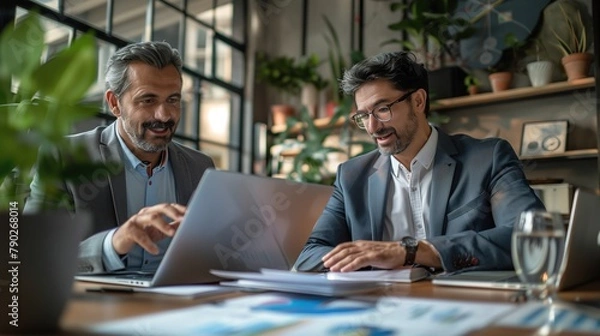 Obraz Business Discussion Between CEO and CFO in Modern Office