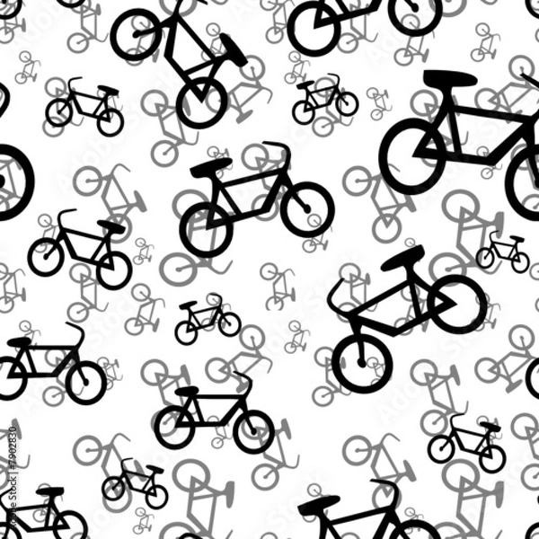 Fototapeta Seamless bicycle black pattern