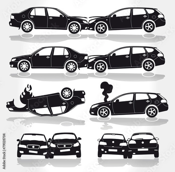 Fototapeta Vector Car Crashes - Side - Front - Back view