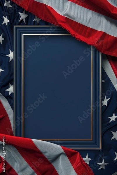 Obraz American Flag Draped Frame Background for Patriotic Holidays and Celebrations. copy space concept independence day