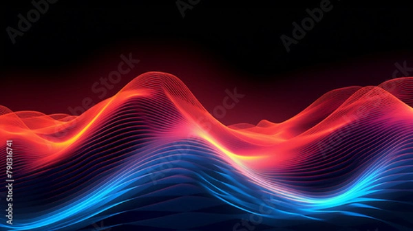 Fototapeta Blue Wave Fractal: Dynamic Light Motion Art