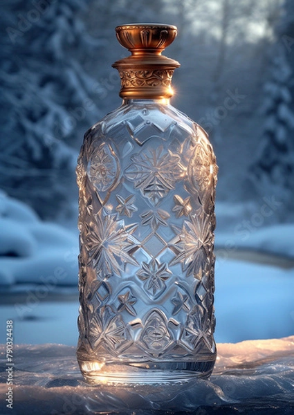 Fototapeta Transparent water bottle indoors image. AI generates it.