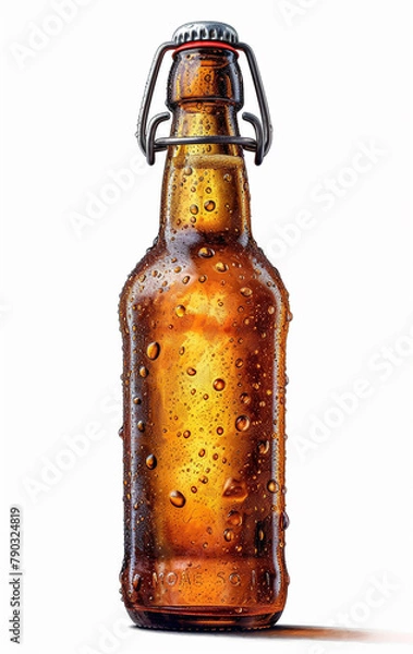 Fototapeta Beer bottle indoors image. AI generates it.