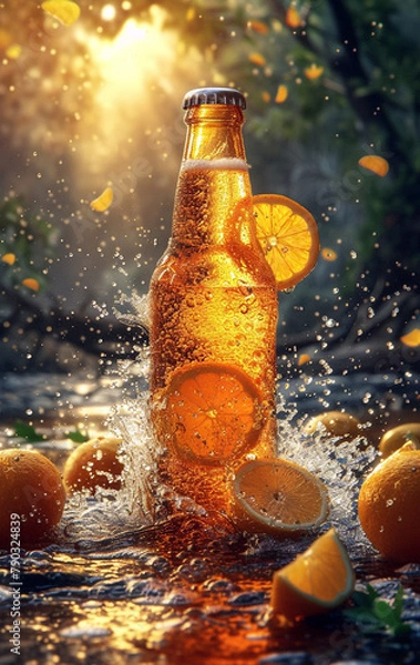 Fototapeta Beer bottle indoors image. AI generates it.