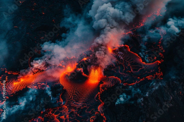 Fototapeta Bubbling lava vulcano magma