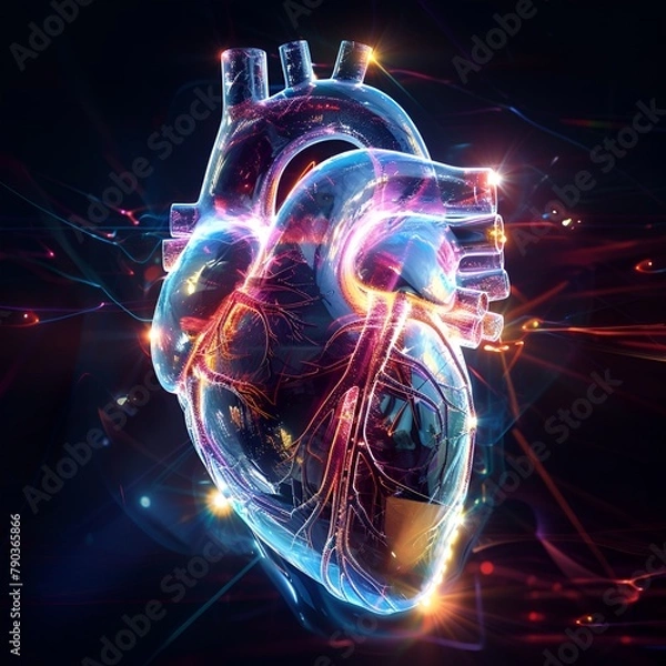 Obraz Abstract Holographic Technology Heart Attack