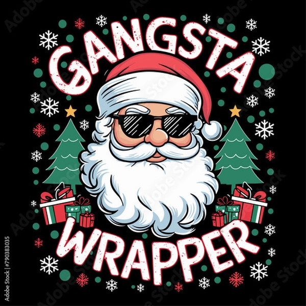 Obraz 2024 christmas vector graphic, Gangsta wrapper
