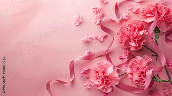 Fototapeta カーネーション 母の日 ピンク背景 