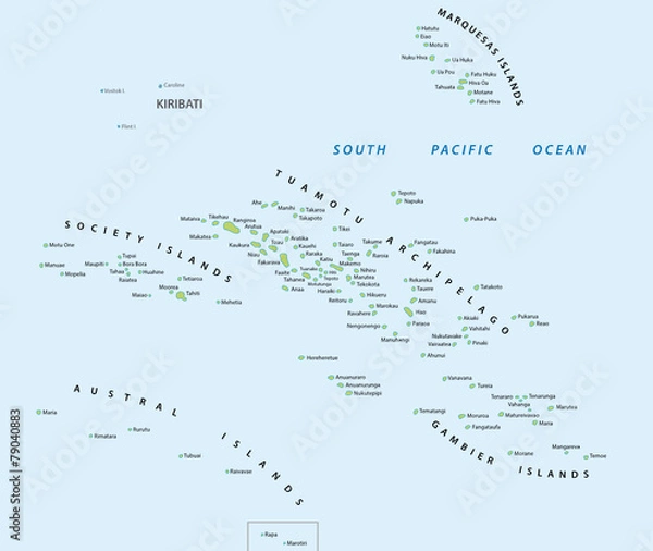 Obraz Mapa francuskiej Polinezji