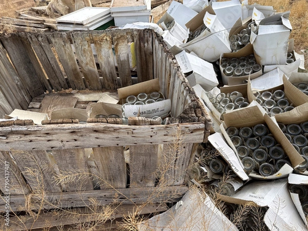 Fototapeta old wine bottles that never made it to production