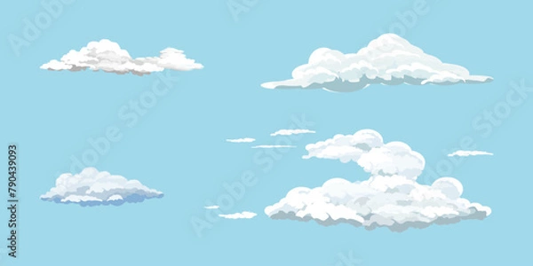 Obraz set of white cartoon clouds