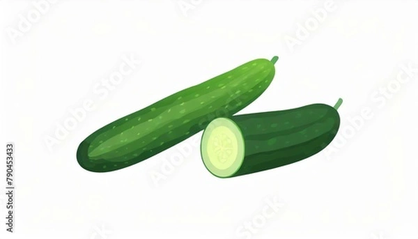 Fototapeta きゅうり　イラスト　白背景