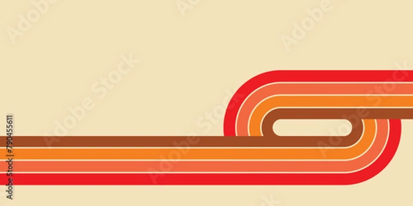 Fototapeta Modern art wall poster retro vintage 70s style stripes,background template lines shapes vector design.