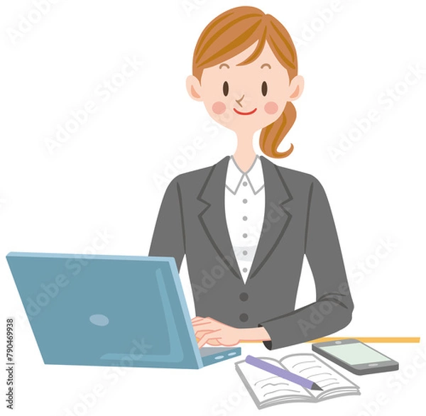 Fototapeta パソコンを使うスーツの女性　会社員