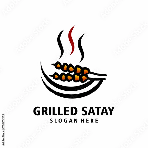 Obraz spicy satay logo design template