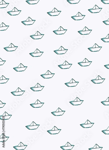 Fototapeta pattern sea ​​boats background blue