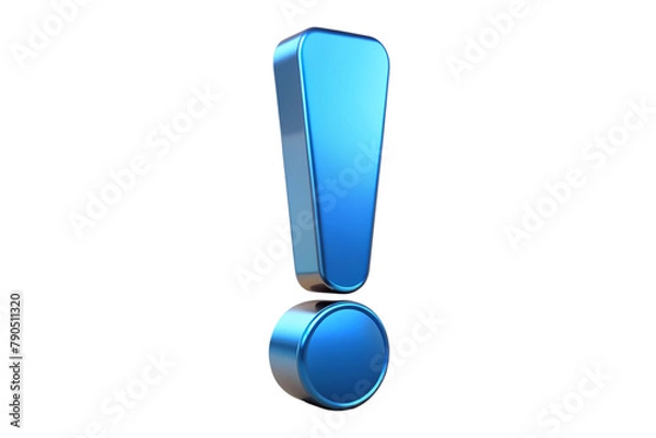 Fototapeta 3d exclamation mark, blue exclamation isolated white background