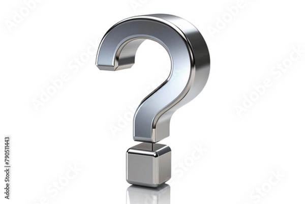 Fototapeta 3d question mark, silver question isolated white background