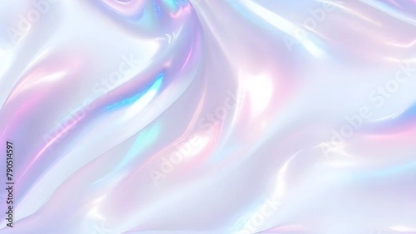 Fototapeta Holographic background seamless trendy iridescent light foil texture. Soft holographic pastel unicorn marble background pattern. Modern pearlescent blurry abstract swirl illustration.