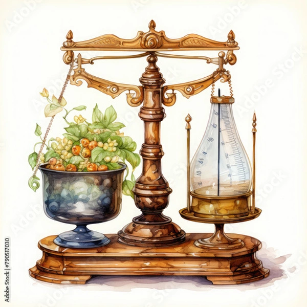 Fototapeta Watercolor scale icon, clipart Illustration, Generative Ai