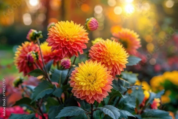 Fototapeta red and yellow chrysanthemums