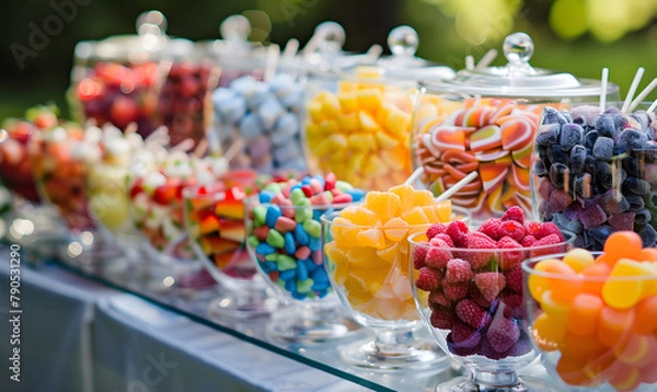 Fototapeta Delicious candy bar for wedding, Generative AI 