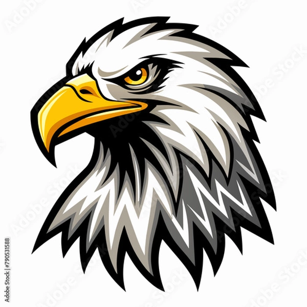 Obraz Eagle face logo vector art illustration, a angry face eagle logo vector isolated white background