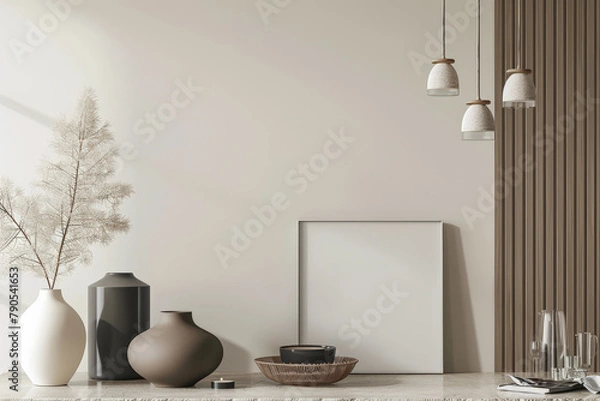 Fototapeta Minimalist and elegant modern interiors in neutral tones. Home decor composition.