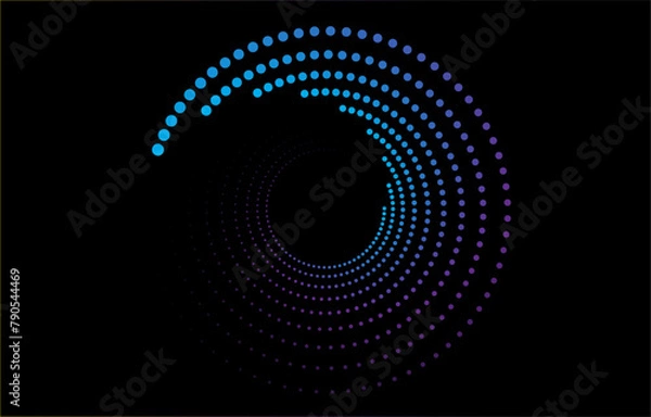 Fototapeta Abstract glowing circle lines on black background. geometric line art design modern shiny blue lines future technology concept Suitable for posters, covers, signs, brochures, websites