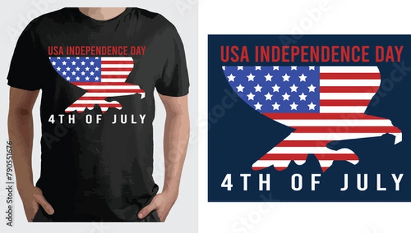 Fototapeta USA Independence day 4th of July a T shirt design vector .