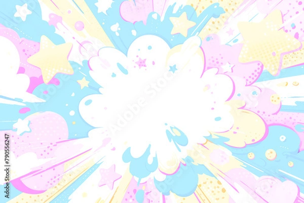 Obraz コミックアート風の爆発するポップな吹き出し背景イラスト