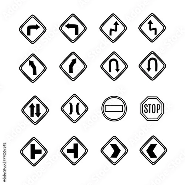 Fototapeta Vector icon set of traffic sign good for banner,poster,education,website icon,bussines icon,element and more
