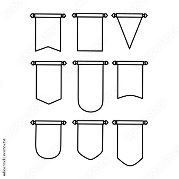 Fototapeta Vector icon set of pennant flag good for banner,poster,education,website icon,bussines icon,element and more