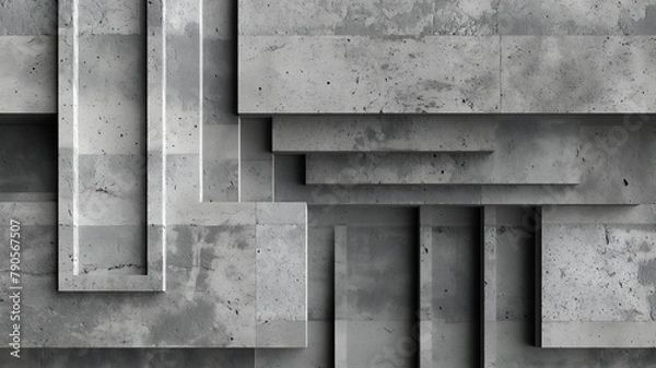 Fototapeta Dark gray 3d concrete wall abstract pattern background 