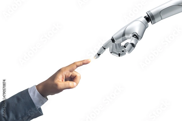 Obraz human finger and robot future communication technology