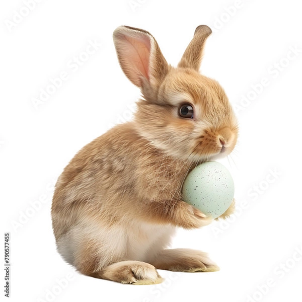 Fototapeta Cute Easter Bunny on isolated transparent background