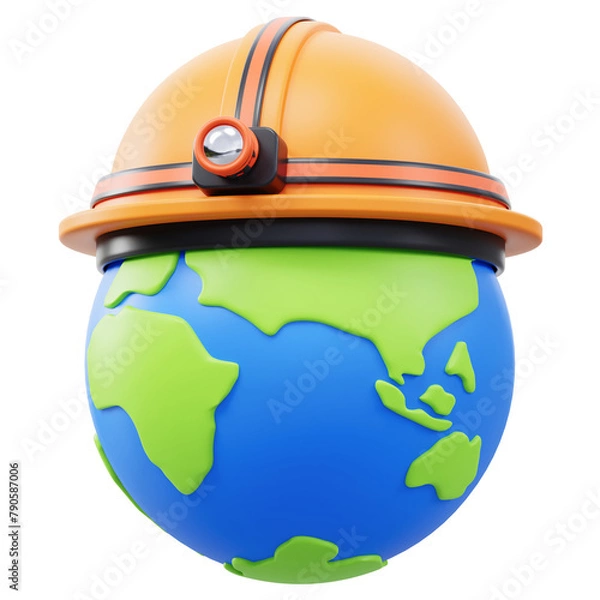 Fototapeta Global construction concept with helmet 3d png