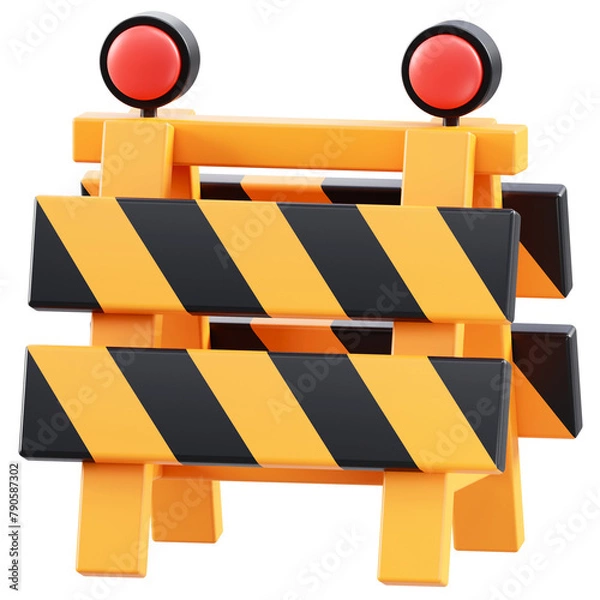 Obraz 3D Under Construction Barrier Illustration