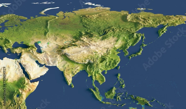 Fototapeta 3d render of a map of Asia. Elements of this image furnished by NASA.