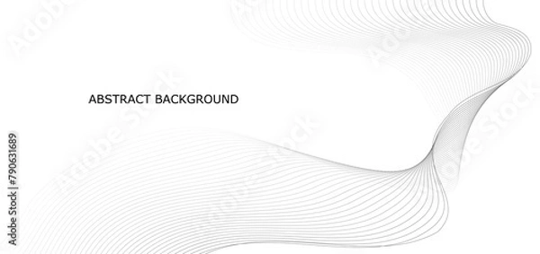 Fototapeta Wave line background with smooth shape. Beautiful wavy line on a white background. Horizontal banner template. Abstract futuristic template. Chrome technological wallpaper.