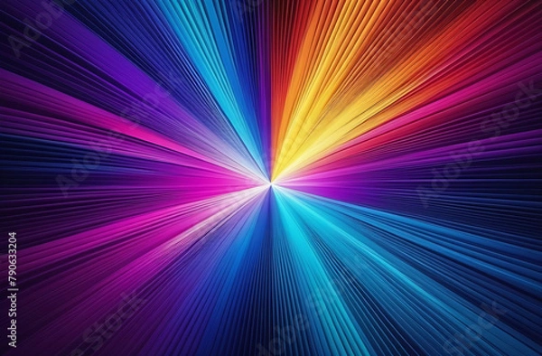 Fototapeta Bright abstract pop art background - rainbow colored rays on a dark background. Concept retail.