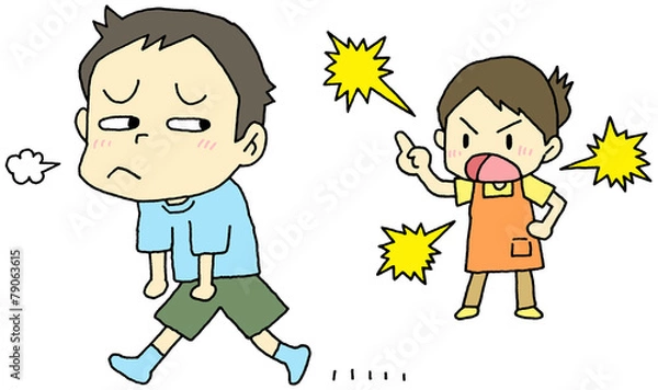 Obraz 反抗期の男の子　口うるさいお母さん