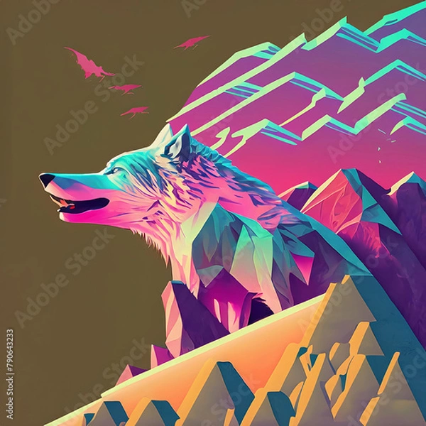 Obraz 山とオオカミのグラフィック