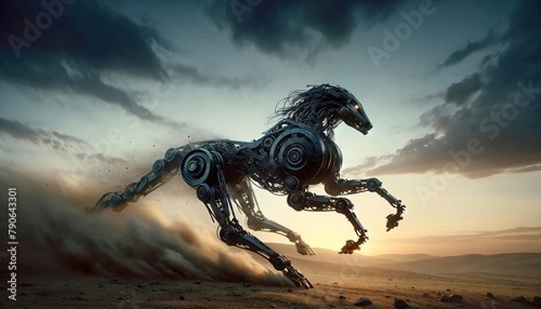 Obraz 砂漠を走る、動物型サイボーグ