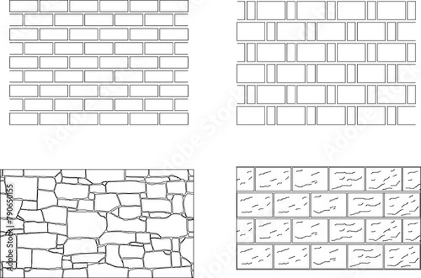Fototapeta Vector sketch illustration of brick wall stucco texture design baground pattern