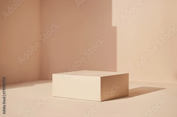 Fototapeta Product Display and Business Concept. Geometric podiums platform on pastel beige background