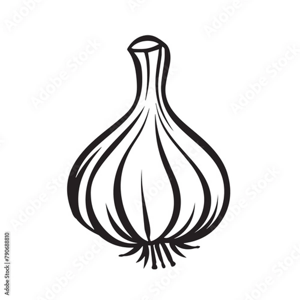 Obraz Garlic in cartoon, doodle style . Image for t-shirt, web, mobile apps and ui. Isolated 2d vector illustration in logo, icon, sketch style, Eps 10, black and white. AI Generative