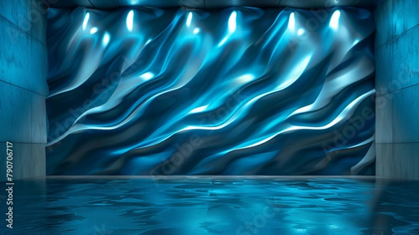 Fototapeta Blue Wave Wall for Presentation Background